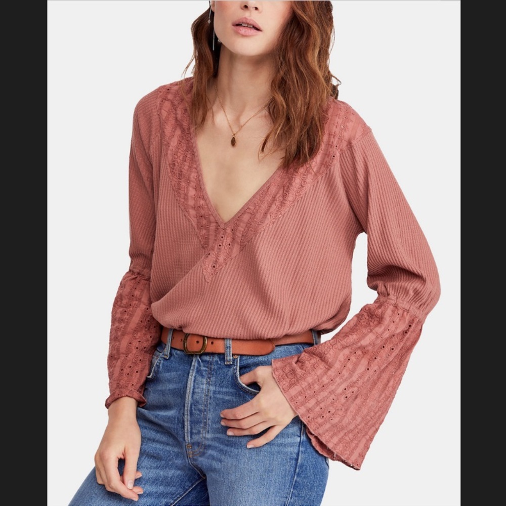 Free People Parisian Nights Top in Rose